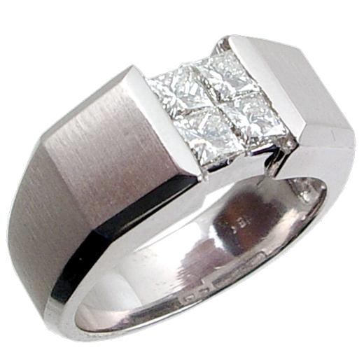 Invisible Set Princess Cut Mens Ring