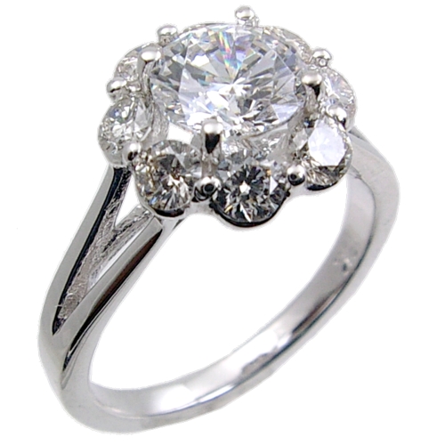 Split Shank-Round Center Diamond Engagement Ring