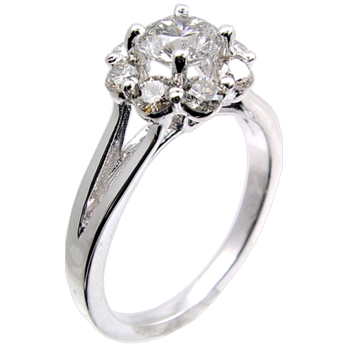 Split Shank/Round Center Diamond Engagemen Ring