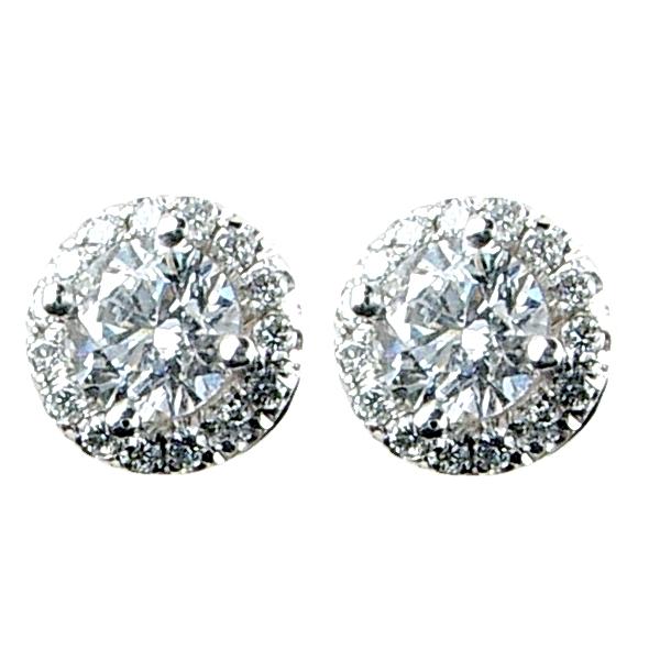 Pave Set/Large Center Diamond Earrings