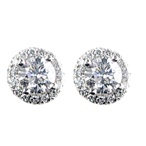 Pave Set diamond Earring with Medium Center