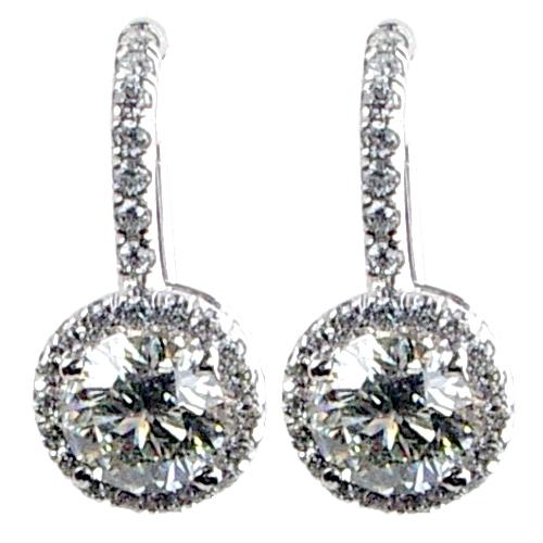 Pave Set Diamond Earrings with Big Center