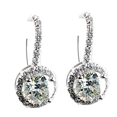 Pave Set Diamond Earrings with Medium Center