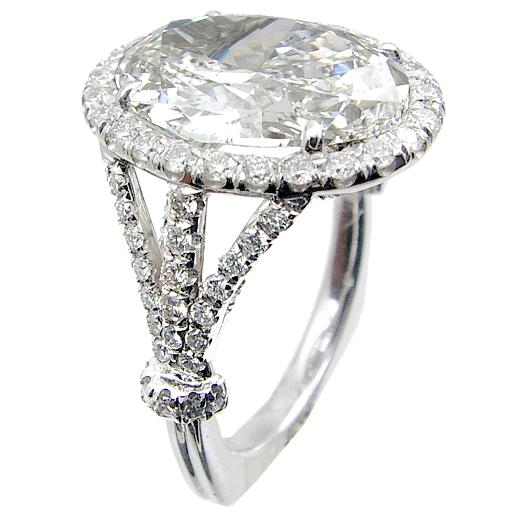 Pave Set, Split Shank Diamond Engagement Ring