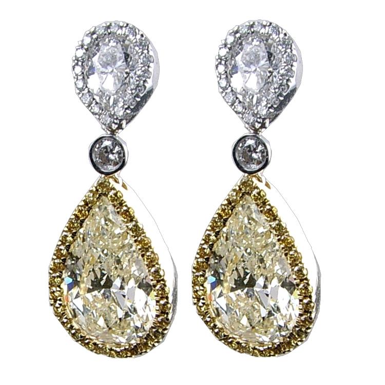 Pave Set Pear Shaped Diamond Earrings