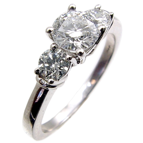 Three Stone Round Diamond Engagement Ring