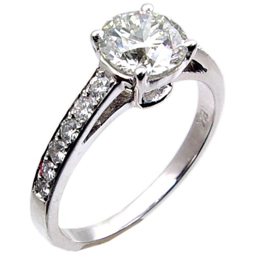 Pave Set Single Row Engagement Ring Semi Mount