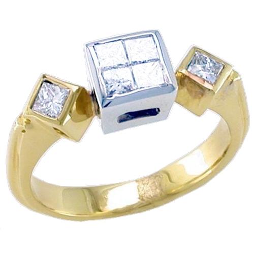 Bezel Set Princess Cut Diamond Engagement Ring With Invisible Se