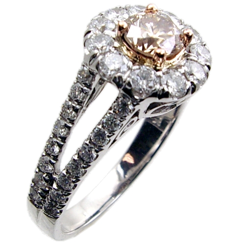 U-Pave Set Duiamond Engagement Ring for 1/2Ct RD Center