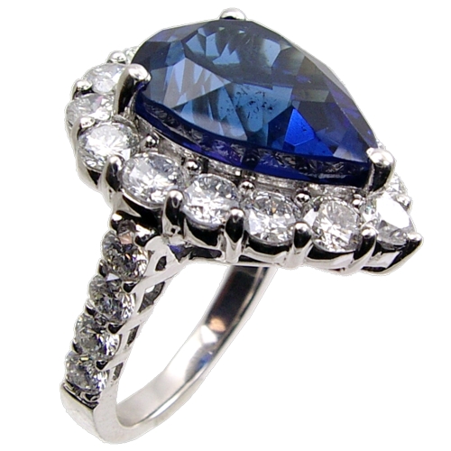 Diamond Ring with Pear Shaped Center