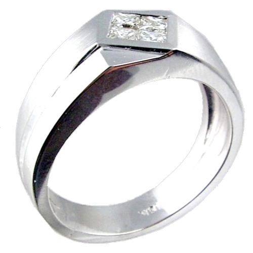 Mens Invisible Set Princess Cut Diamond Ring