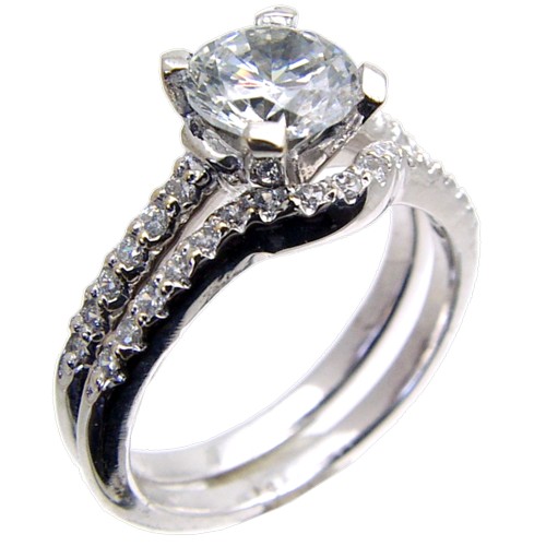 Diamond Engagement Ring Semi Mount and Matching Band