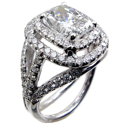 Pave Set Split Shank Diamond Enagement Ring