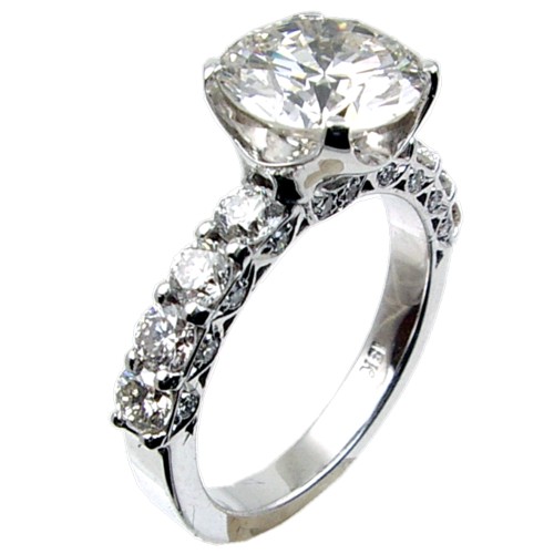 Shared Prong Set Single Row Diamond Engagement Ring Semi Mount