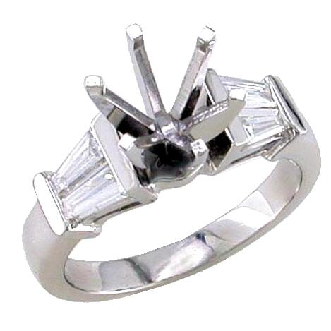 Channel Set Baguette Diamond Engagement Ring Semi Mount