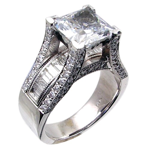 Channel Set BAG/Pave Set Diamond Engagement Ring Semi Mount