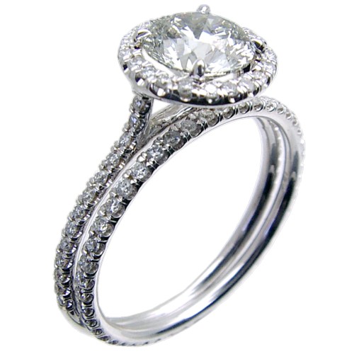 Hand Made Micro Pave Set Diamond Bridal Set
