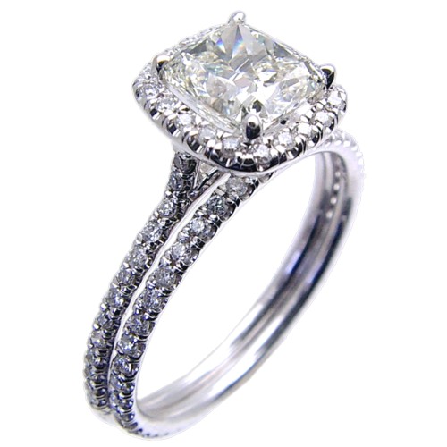 Hand Made Micro Pave Set Diamond Bridal Set