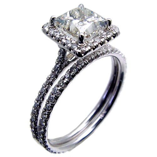 Hand Made Micro-Pave set Diamond Bridal Set