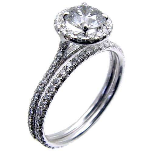 Hand Made Micro Pave Set Diamond Engagement Bridal Set