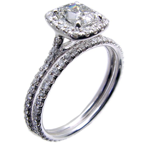 Hand Made Micro Pave Set Diamond Bridal Set