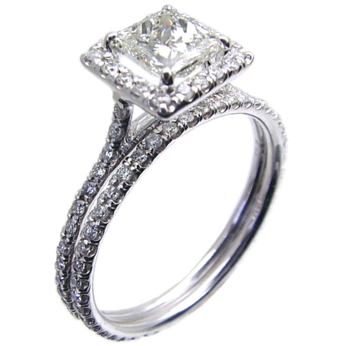Hand Made Micro Pave Set Diamond Bridal Set