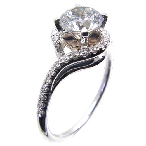 Hand Made Micro Pave Set Diamond Engagement Ring