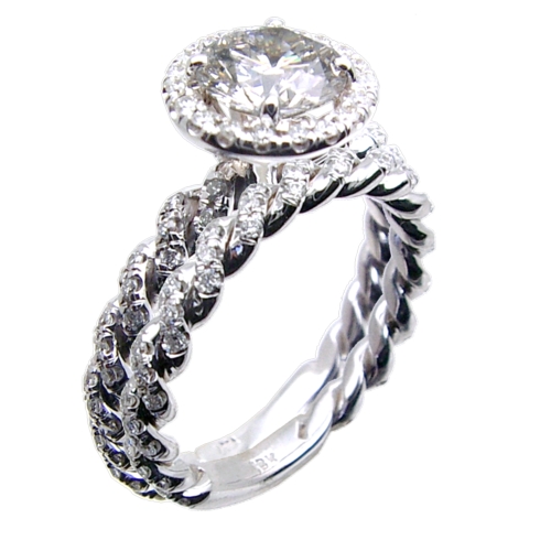 Hand Made Twisted Micro pave Diamond Bridal Set