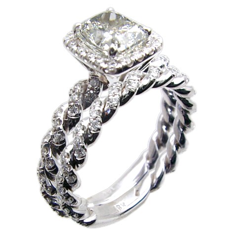 Hand Made Twisted Micro pave Diamond Bridal Set