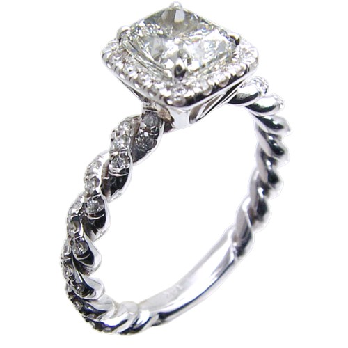 Hand Made Twisted Micro pave Diamond Engagement Ring Semi Mount