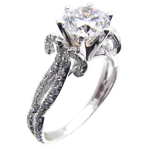 Hand Made Micro pave Diamond Engagement Ring Semi Mount
