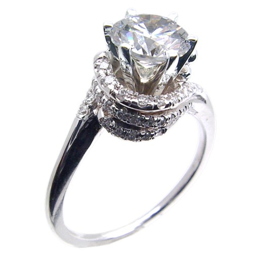 Micro pave Diamond Engagement Ring Semi Mount