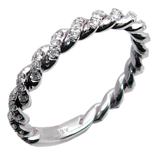 Hand Made Twisted Micro pave Diamond Wessing Ring