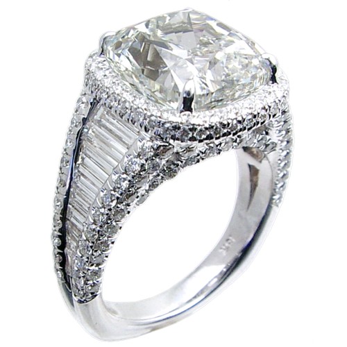 Long Bag, Pave Set Diamond Engagement Ring Sem Mount for Cushion