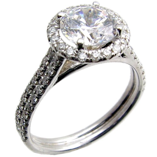 Hand Made, Two Row Micro Pave Diamond Engagment Ring Semi Mount