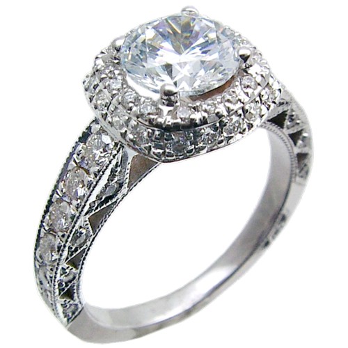 Pave Set Diamond Engagement Ring