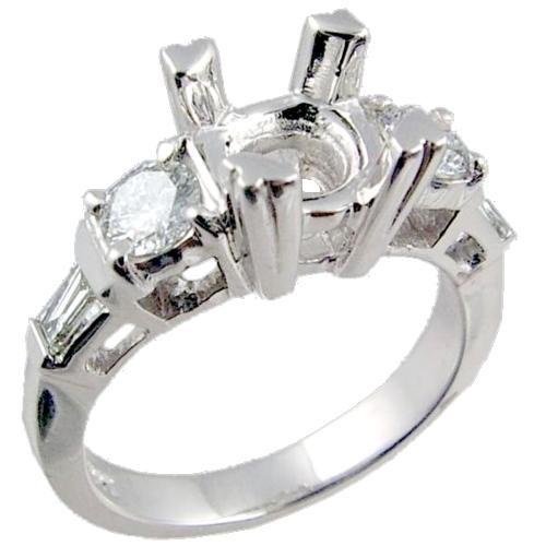 Channel Set Baguette, Prong Set Round Diamond Engagement Ring Se