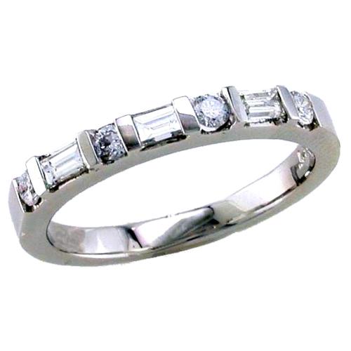 Channel Set Round, Baguette Diamond Wedding Ring