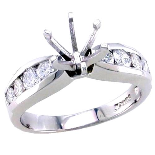 Channel Set Round Diamond Engagement Ring Semi Mount