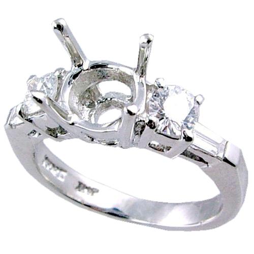 Channel Set Baguette, Prong Set Round Diamond Engagement Ring Se