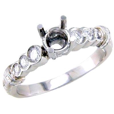 Half Bezel Set Round Diamond Engagement Ring Semi Mount