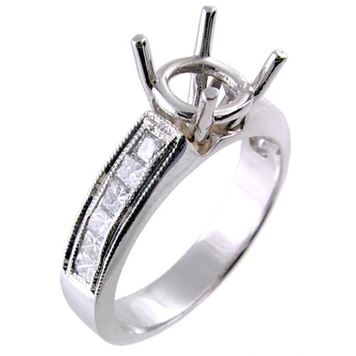 Channel Set Princess Cut Diamond Engagement Ring Semi Mount