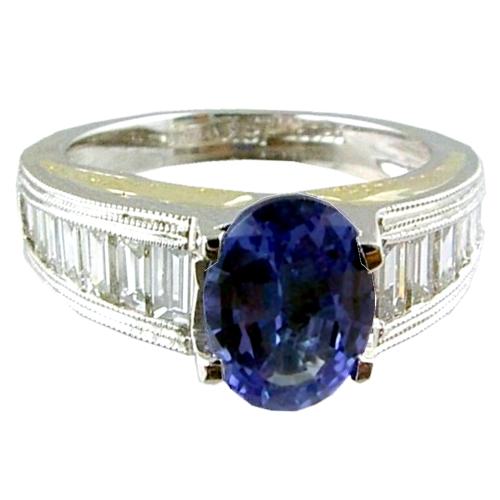 Channel Set Bagutte Diamond Engagement Ring Semi Mount