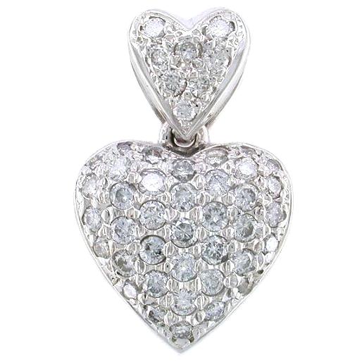 Pave Set Puffed Diamond Heart Pendant