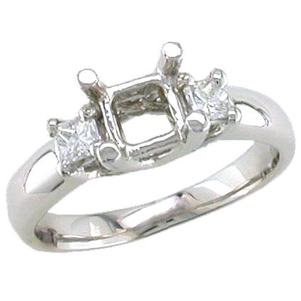Prong Set Princess Cut Diamond Engagement Ring Semi Mount