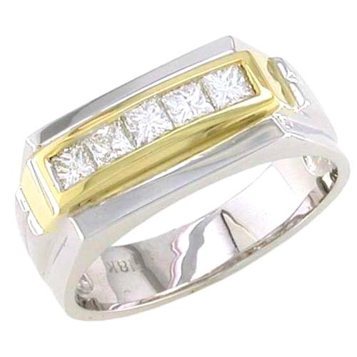 Mens Channel Set Princess Cut Diamond Ring