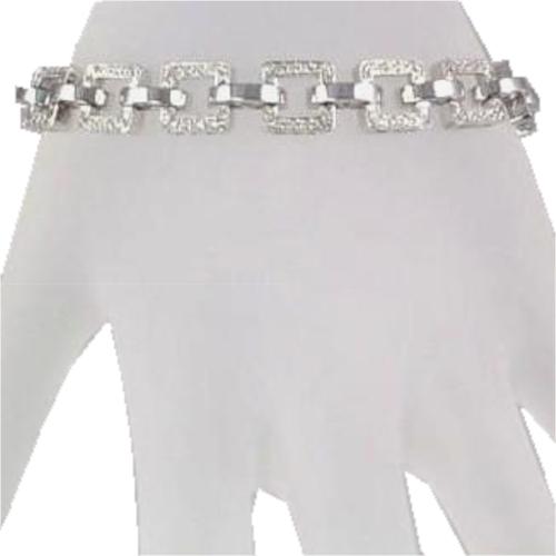 Pave Set Square Link Diamond Bracelet