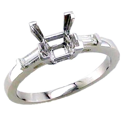 Channel Set Baguette Diamond Engagement Ring Semi Mount