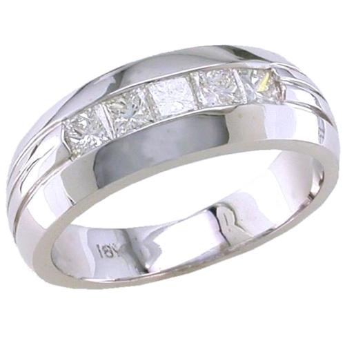 Mens Channel Set Princess Cut Diamond Ring