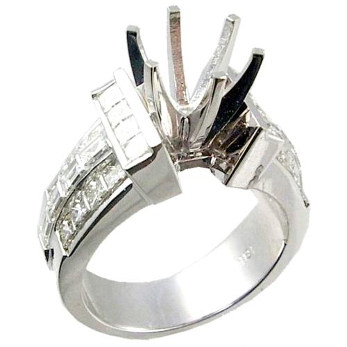 Invisible Set Princess Cut/Baguette Diamond Engagement Ring Semi